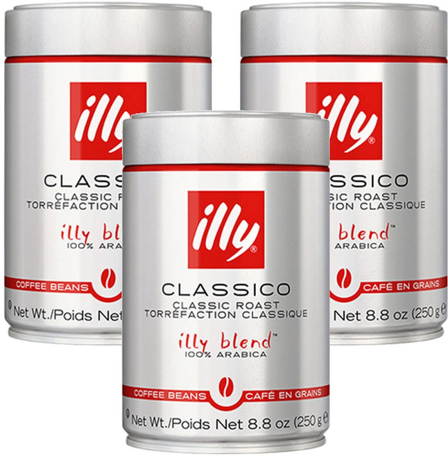 일리 클래식 로스트 빈 클라시코 원두, 홀빈(분쇄안함), 250g, 3개