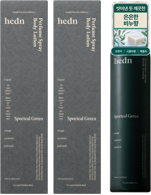 hedn 퍼퓸 스프레이 바디로션 스포틸그린향, 250ml, 2개