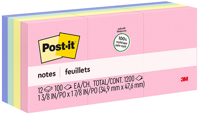 포스트잇 653-12 그리너 노트 RPA 접착메모지, 혼합색상, 1개, 1200매