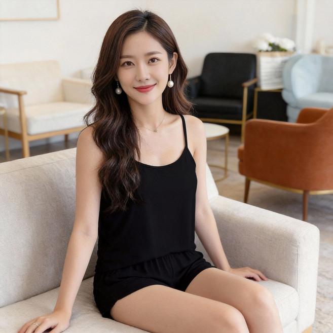 비올라 여성용 섹시 슬립 홈웨어 상하의 세트 Vio0006