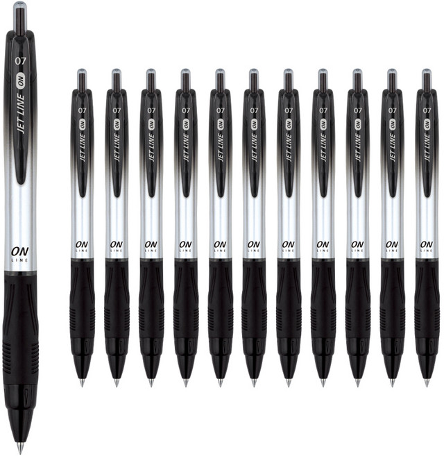 자바펜 제트라인 온 볼펜 0.7mm, 검정, 12개