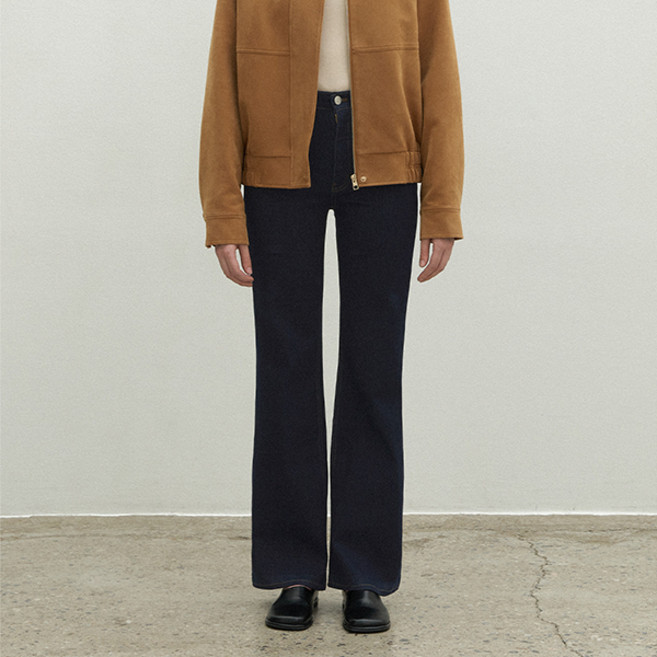 아틀리에나인 여성용 슬림 라인 세미 부츠컷 데님 팬츠 S-PT-5483