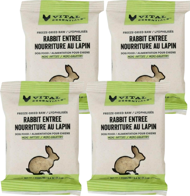 VITAL ESSENTIALS 貓用 凍乾鮮肉生食餐 方塊排隨手包, 4包, 兔肉, 11.3g