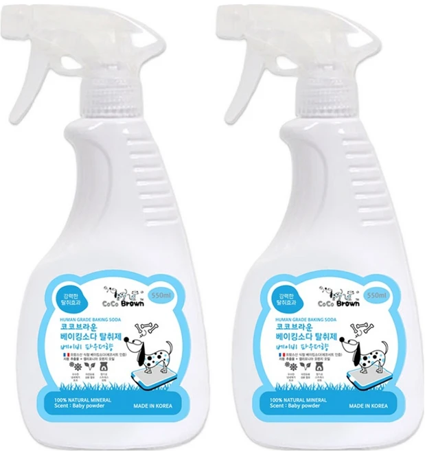 코코브라운 반려동물 베이킹소다 탈취제 베이비파우더향, 550ml, 2개 - 쿠팡