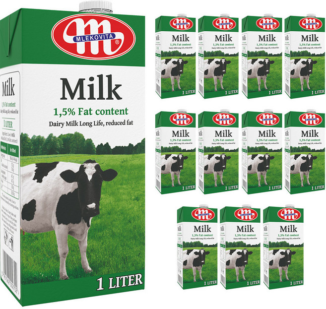 믈레코비타 1.5% 저지방 멸균우유, 1L, 12개