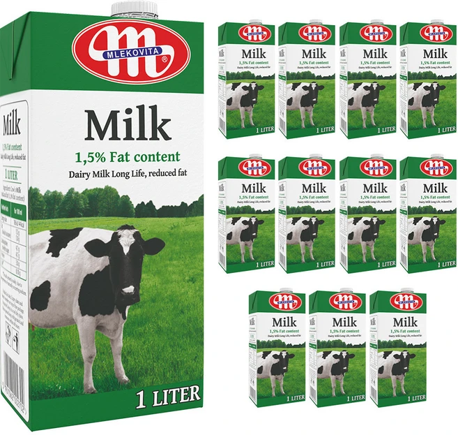 믈레코비타 1.5% 저지방 멸균우유, 1L, 12개 - 쿠팡