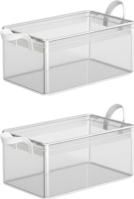 PVC透明手提可折疊衣物收納箱 大款 50 x 30 x 27cm, 透明色, 2個