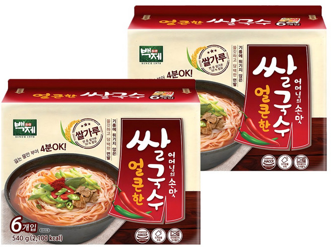 백제 얼큰한맛 쌀국수, 90g, 12개