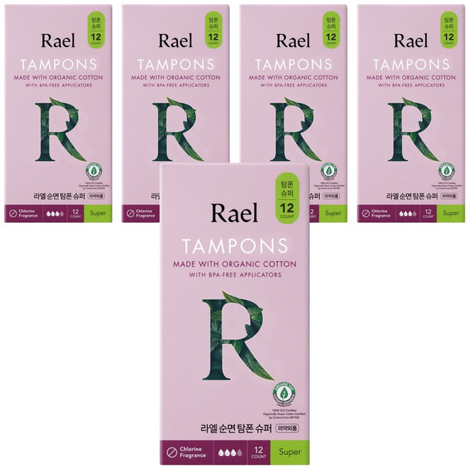 라엘 순면 탐폰, 슈퍼, 12개입, 5개