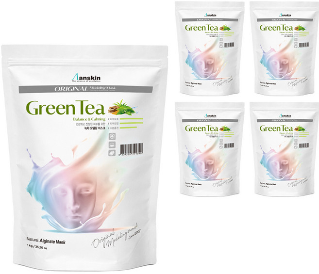 안스킨 오리지날 녹차 모델링팩 1kg, 5개, 1개입