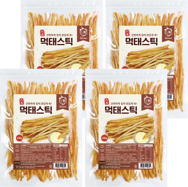 해야미 명태어육 86% 담백한 먹태스틱, 4개, 200g