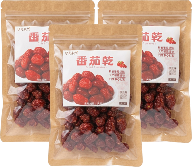 伊貝果然 番茄乾, 3個, 230g