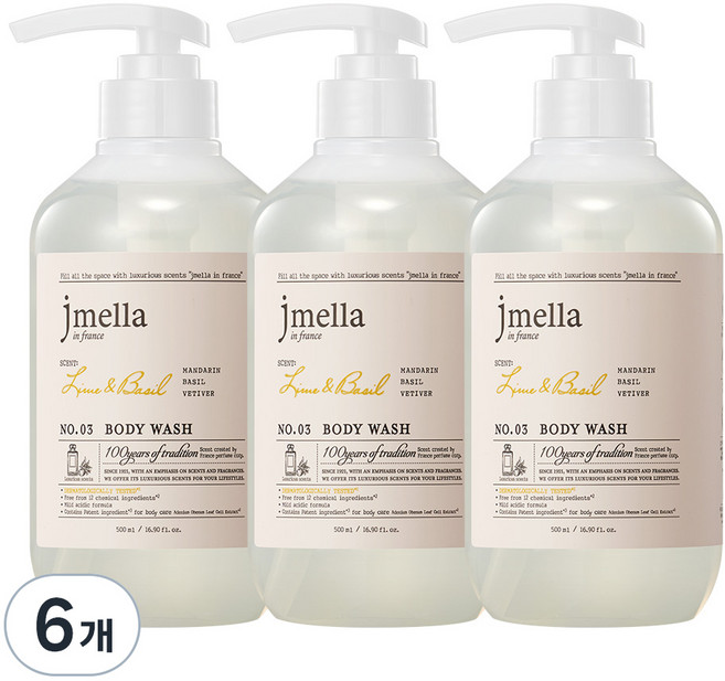 제이멜라 인 프랑스 라임 앤 바질 바디 워시 시트러스향, 500ml, 18개