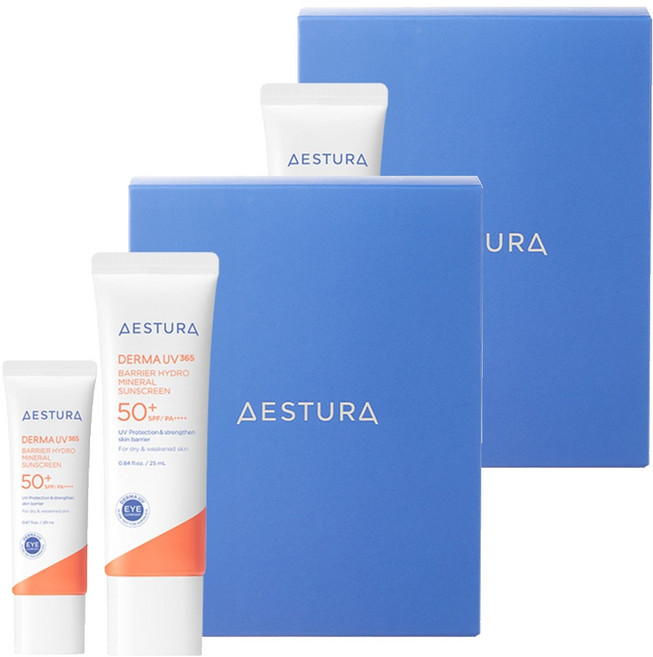 에스트라 더마 유브이365 장벽수분 무기자차 선크림 SPF50+ PA++++ 40ml + 20ml 기획 세트, 60ml, 2세트