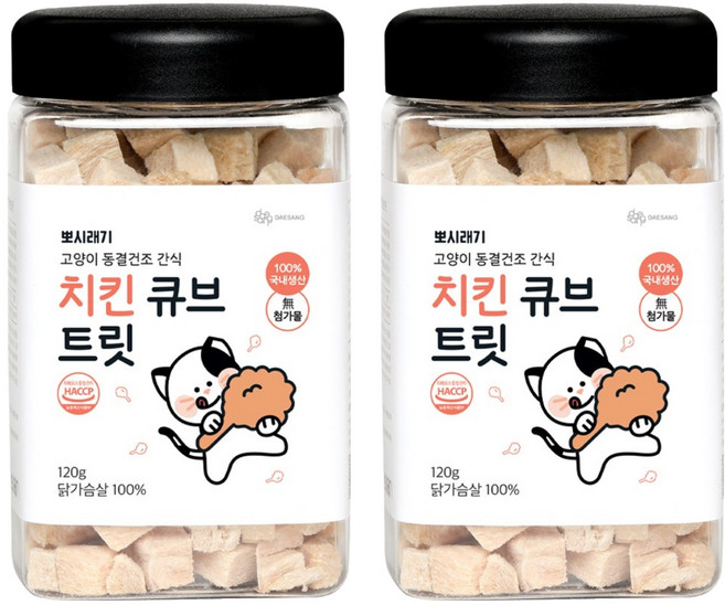 뽀시래기 고양이 큐브 트릿 동결건조, 치킨, 120g, 2개