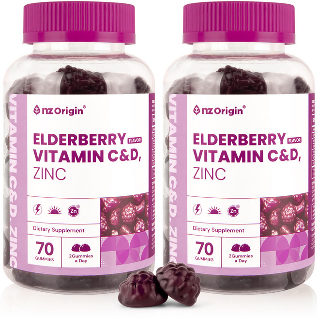 엔젯오리진 엘더베리 플레이버 비타민C&D 아연, 70정, 2개