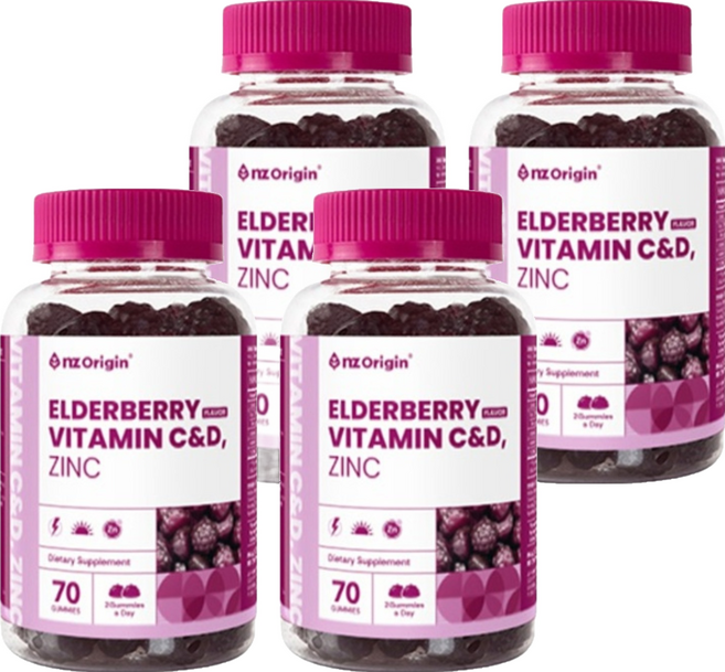 엔젯오리진 엘더베리 플레이버 비타민C&D 아연, 70정, 4개