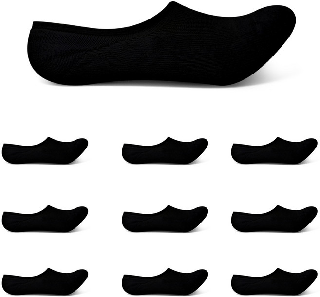 티아이바로 여성용 2중파일 스포츠 페이크삭스 양말 10켤레, 블랙, 10개