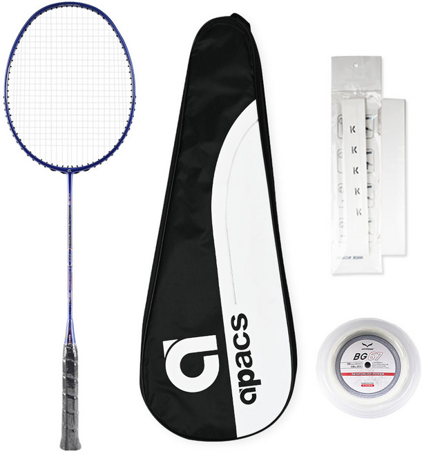 아펙스 나노퓨전스피드 722 배드민턴 라켓 바이올렛블루 + 줄작업 + 그립 화이트 + 풀커버 랜덤발송 세트, 1세트