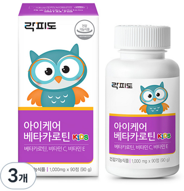 락피도 아이케어 베타카로틴, 90정, 3개