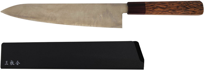 SLD 料理主廚刀 NS_SLD 240mm 牛刀 料理刀 西餐刀 八角柄 附內襯面防刮塑料黑色刀鞘, 木色柄, 1支