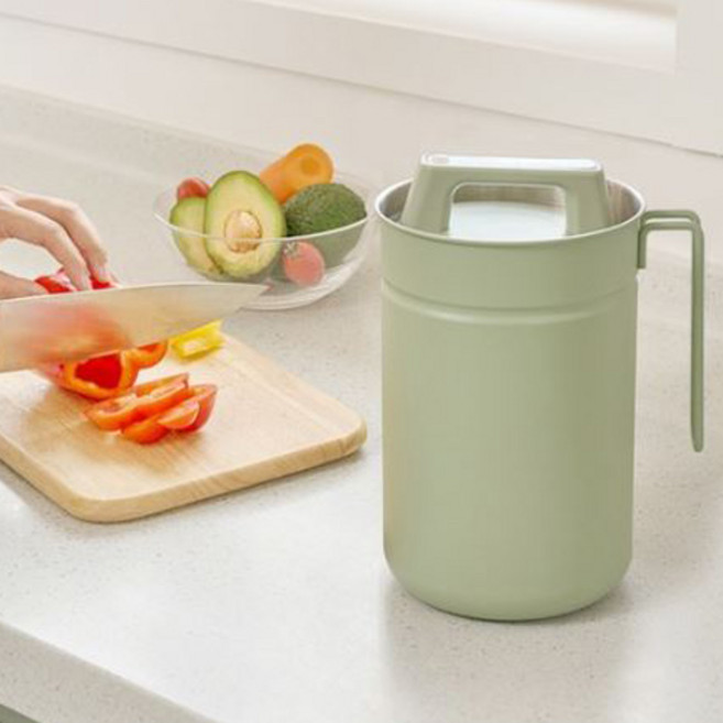 무디타 스텐 진공 음식물 쓰레기통 2.8L, 올리브, 1개