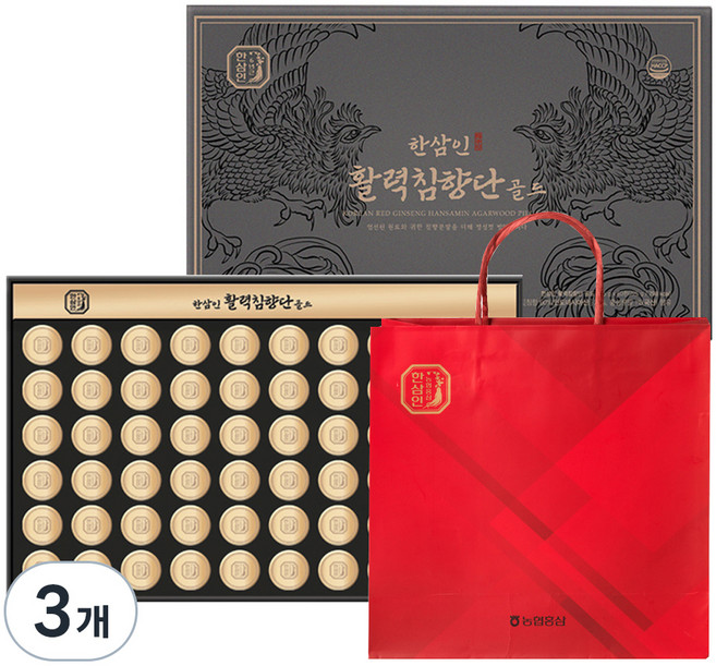 한삼인 활력침향단 골드 60환 + 쇼핑백, 225g, 3개