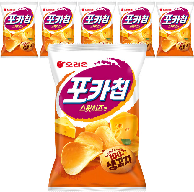 오리온 포카칩 스윗치즈맛 감자스낵, 60g, 6개