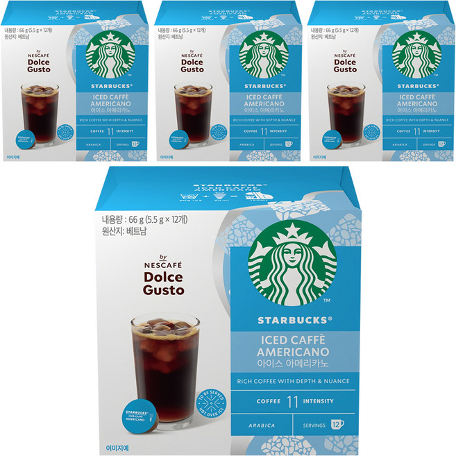 스타벅스 아이스 아메리카노 캡슐커피, 5.5g, 12개입, 4개