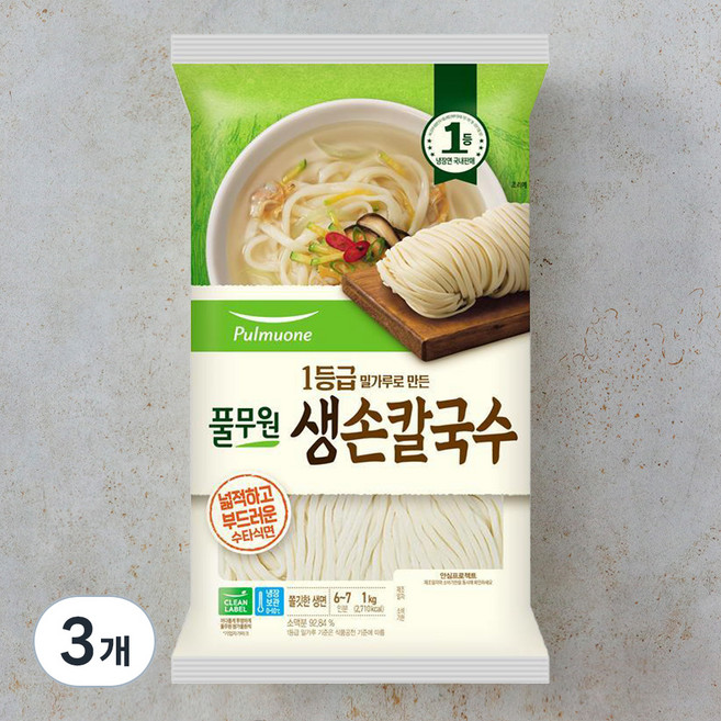 풀무원 생손칼국수 6인분, 1kg, 3개