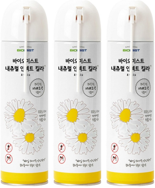 바이오미스트 내츄럴 인섹트 킬라 살충제 스탠다드 무향, 500ml, 3개