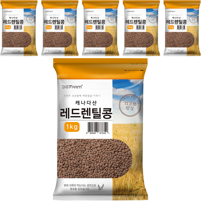 건강한밥상 레드렌틸콩, 1kg, 6개