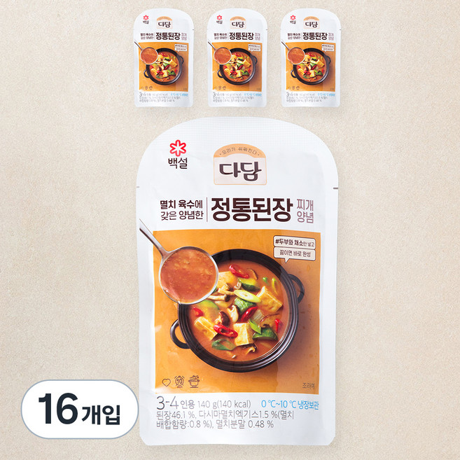 다담 정통 된장찌개 양념, 140g, 16개입
