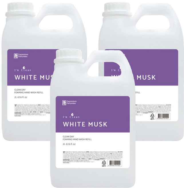 아임클린 클린데이 거품 핸드워시 리필 화이트 머스크, 2L, 3개