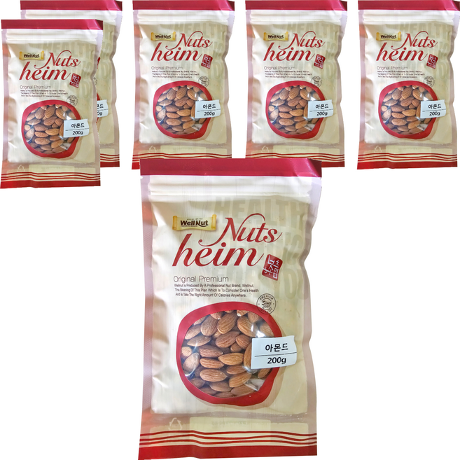 웰넛 자연두레 생아몬드, 200g, 6개