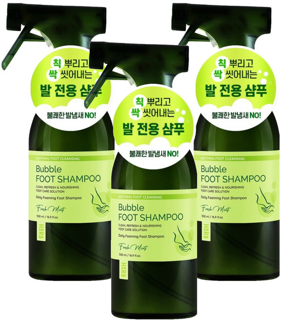 HAARAZ 泡泡足部清潔露 清新薄荷香, 1入, 3個, 500ml