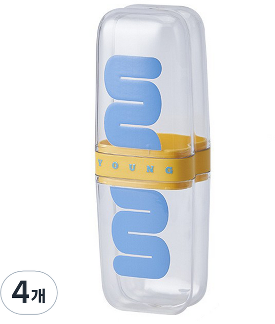 더자카 비비드톤 휴대용 투명 칫솔케이스, 비비드옐로, 4개