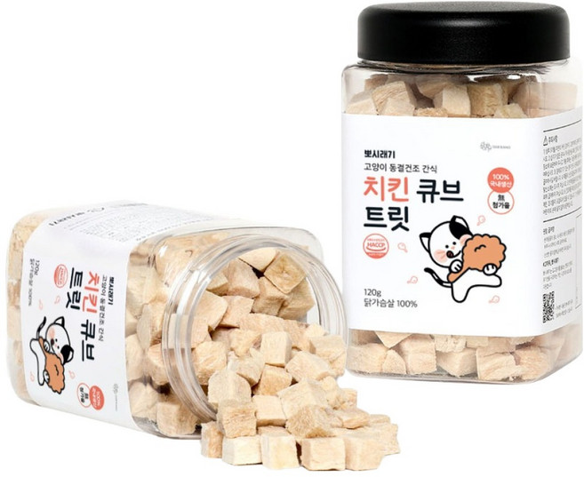 뽀시래기 고양이 큐브 트릿 동결건조, 치킨, 120g, 2개