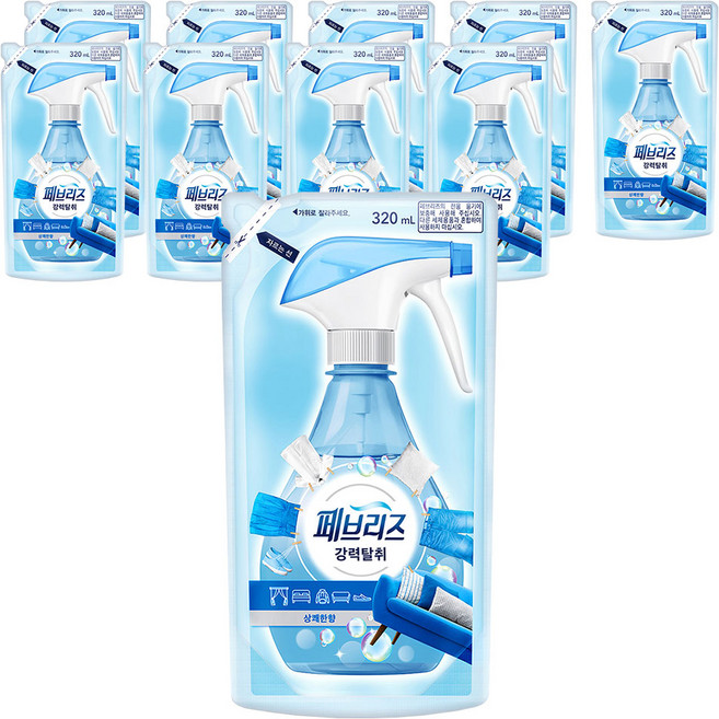 페브리즈 섬유탈취제 강력탈취 상쾌한향 리필, 320ml, 10개