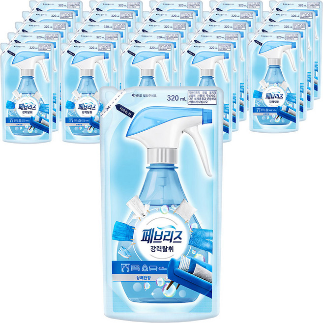 페브리즈 섬유탈취제 강력탈취 상쾌한향 리필, 320ml, 25개