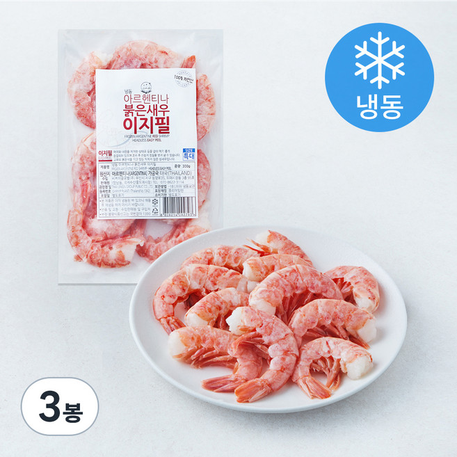 바다몰 자연산 아르헨티나 붉은새우 이지필 (냉동), 300g(특대), 3개