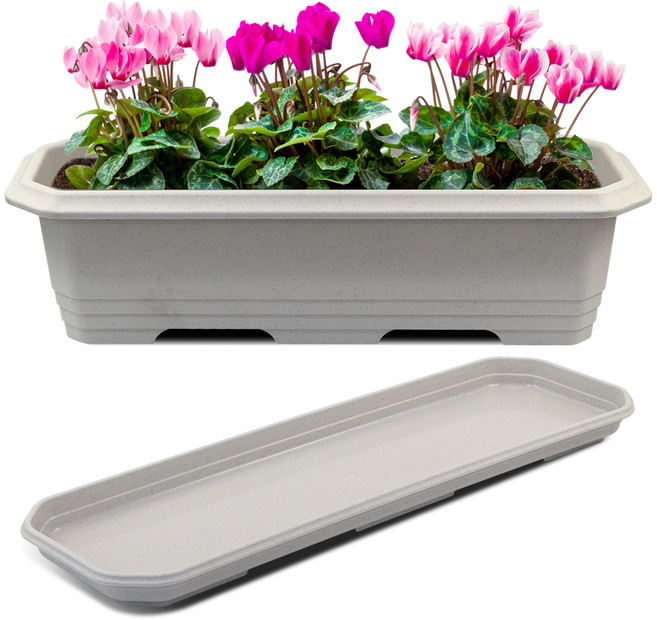 화분월드 직사각 대형 클래식 660 화분 + 받침세트, 러브그레이, 1개