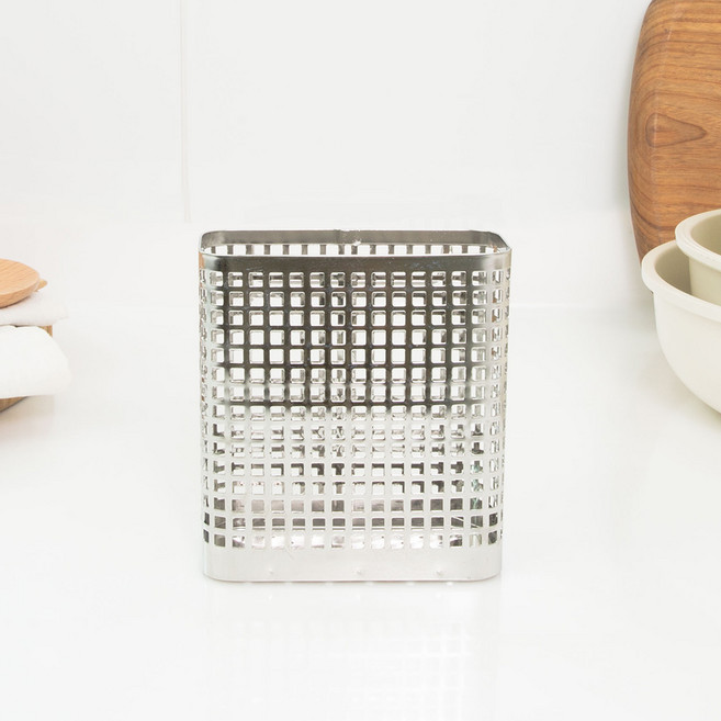 4BNK 연마제 없는 스텐 사각 수저통(소), 실버, 1개