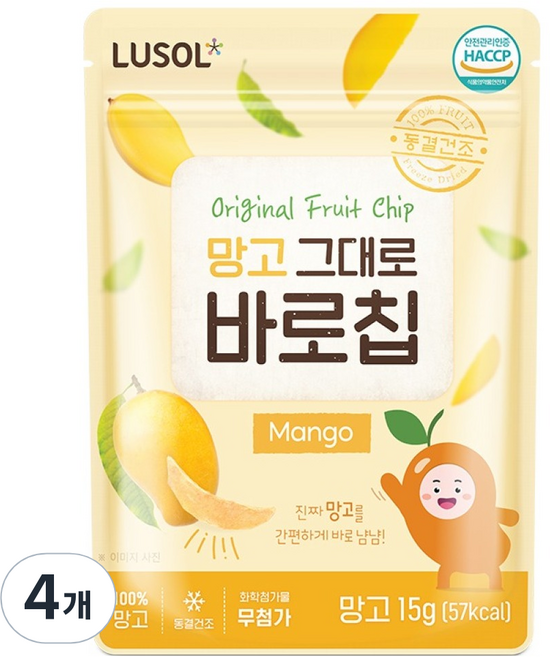 루솔 과일칩 망고 그대로 바로칩, 15g, 4개