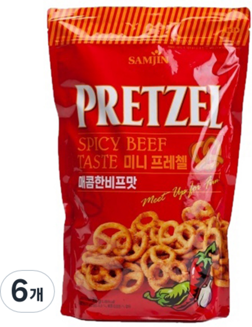 미니 프레첼 매콤한 비프맛, 300g, 6개