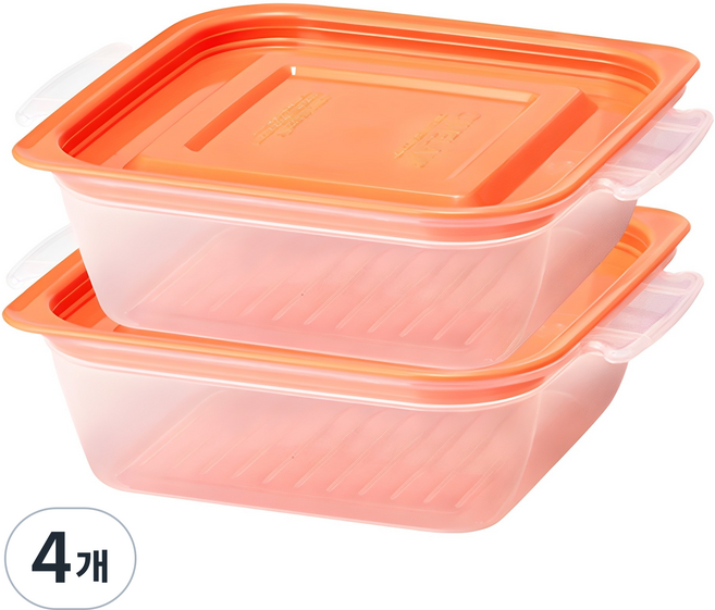 씨밀렉스 점보쿡밥 전자레인지 전용용기 700ml, 오렌지, 4개