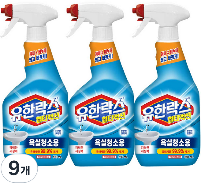 유한락스 멀티액션 욕실청소용 세정제, 510ml, 9개