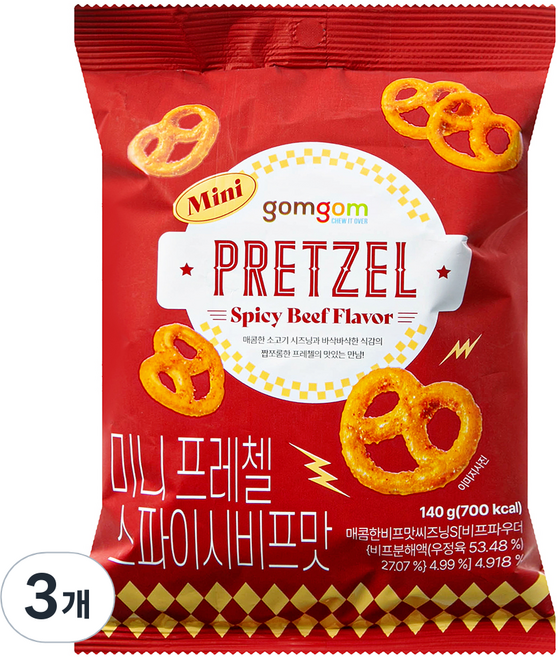 곰곰 미니 프레첼 스파이시비프맛, 140g, 3개