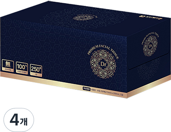 닥터케이콩 프리미엄 미용티슈 2겹, 250매, 4개