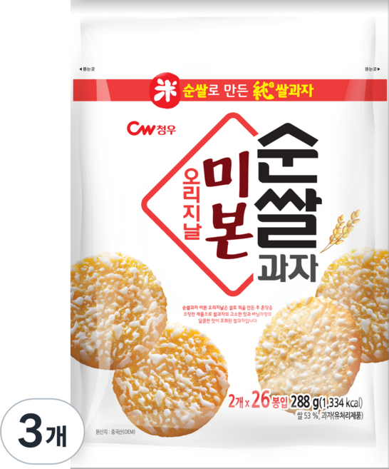 순쌀 과자 미본 오리지널, 288g, 3개